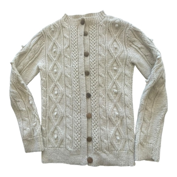 Hand Knit Wool Button Down Cardigan - Picture 1 of 12